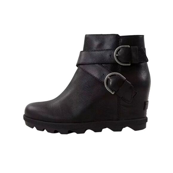 NWOB Joan of Arctic Waterproof Leather Wedge II Buckle Boot BLACK LEATHER Sz 10. - Picture 1 of 9